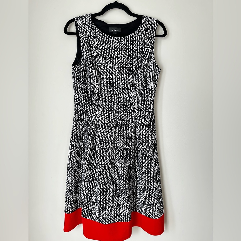 NWOT Alyx Black White and Red Cocktail dress Size: 8